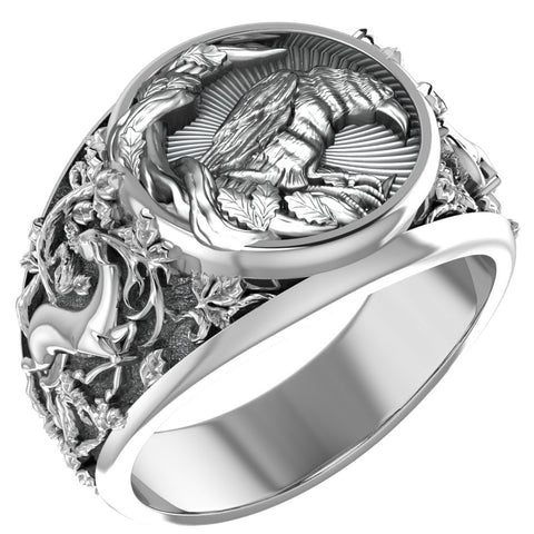 Viking Raven Animal Rings for Women Men Crow Bird Amulet Jewelry 925 Sterling Silver