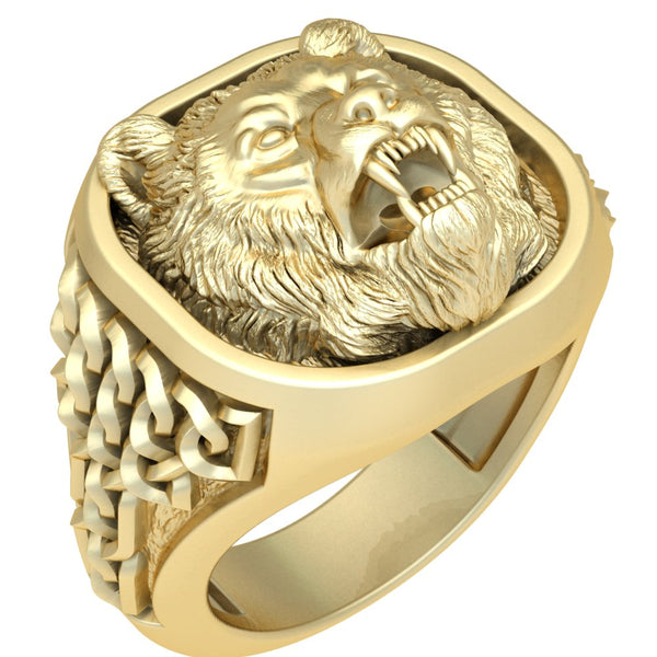 Scandinavian Bear Ring Gothic Men Animal for Men Women Brass Jewelry Size 6-15