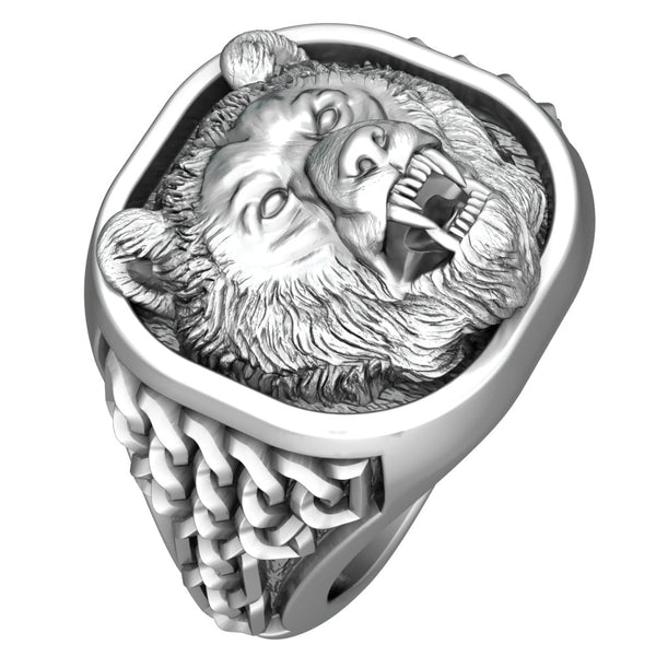 Scandinavian Bear Ring Gothic Men Animal for Men Women Jewelry 925 Sterling Silver