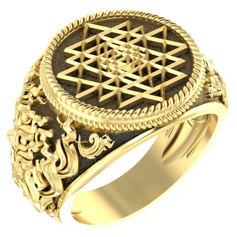 Sri Yantra Ring Gothic Triangle Hindu Talisman for Men Women Brass Jewelry Size 6-15
