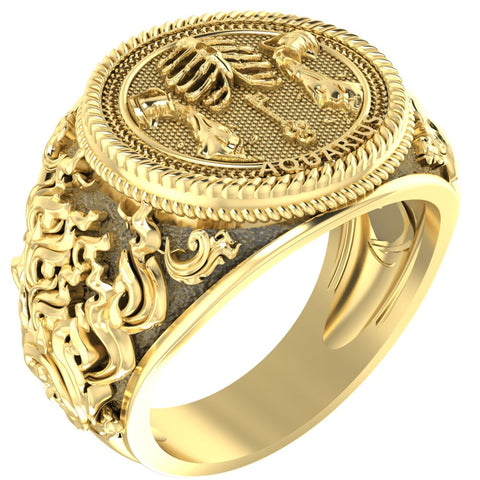 Aquarius Zodiac Skull Ring Constellation Horoscope Gothic for Men Women Brass Jewelry Size 6-15 Br-341