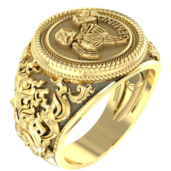 Gemini Zodiac Skull Ring Constellation Horoscope Gothic for Men Women Brass Jewelry Size 6-15 Br-345