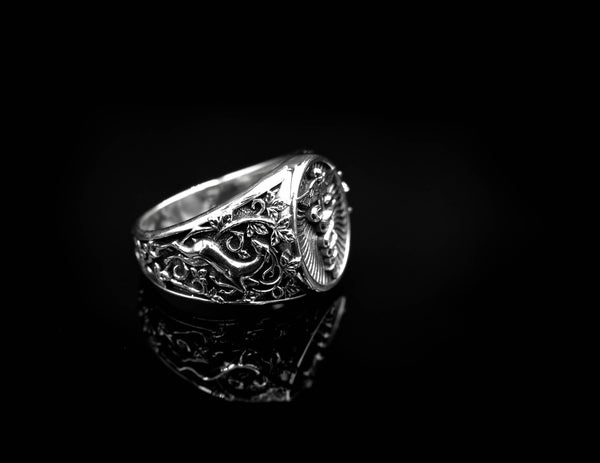 Caduceus Ring for Men Women Medical Emergency Alert Jewelry 925 Sterling Silver R-366