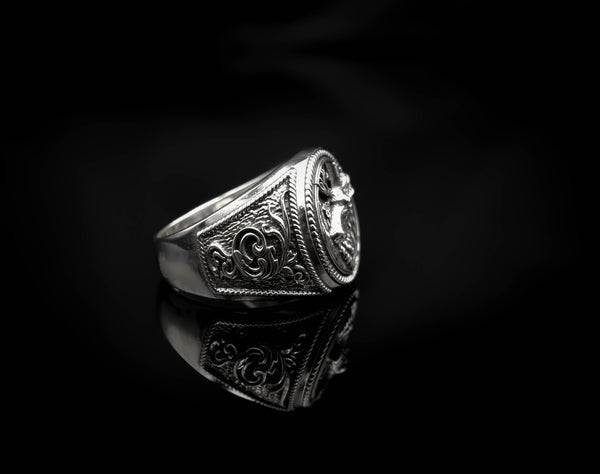 Deer Head Ring for Men Animal Jewelry 925 Sterling Silver R-412