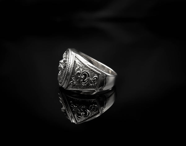 Deer Head Ring for Men Animal Jewelry 925 Sterling Silver R-412