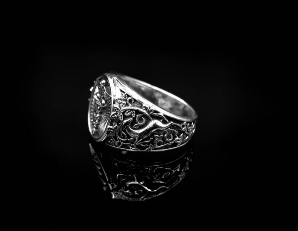 Caduceus Ring for Men Women Medical Emergency Alert Jewelry 925 Sterling Silver R-366