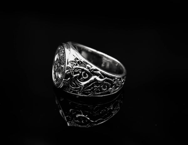 Triple Moon Pentacle Pentagram Ring with Tree of Life Wiccan Pagan Jewelry 925 Sterling Silver R-373