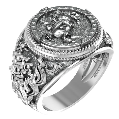 Knight on a Horse Ring for Men Women Knights Templar Gothic Jewelry 925 Sterling Silver R-361
