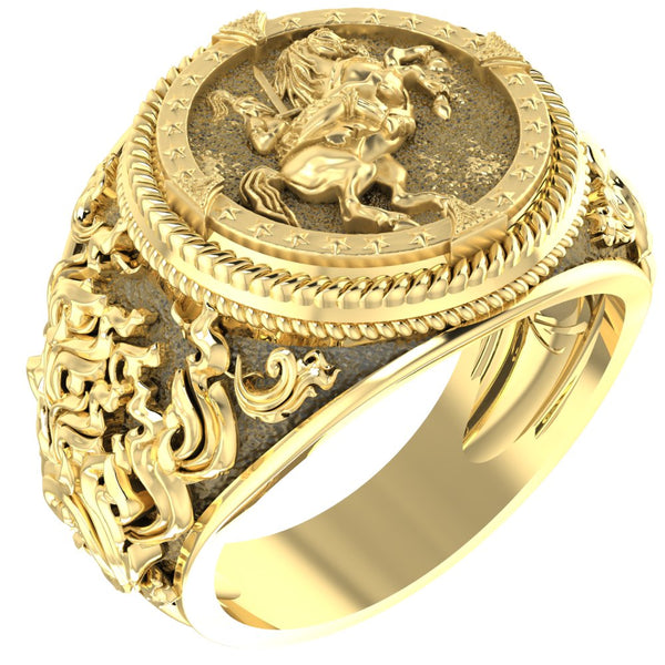 Knight on a Horse Ring for Men Women Knights Templar Gothic Brass Jewelry Size 6-15 Br-361