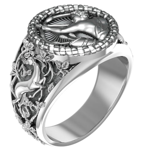 Sagittarius Horoscope Ring for Men Women Zodiac Jewelry 925 Sterling Silver R-364