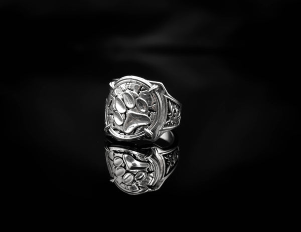 Norse Viking Bear Paw Ring Scandinavian Slavic Jewelry 925 Sterling Silver R-413