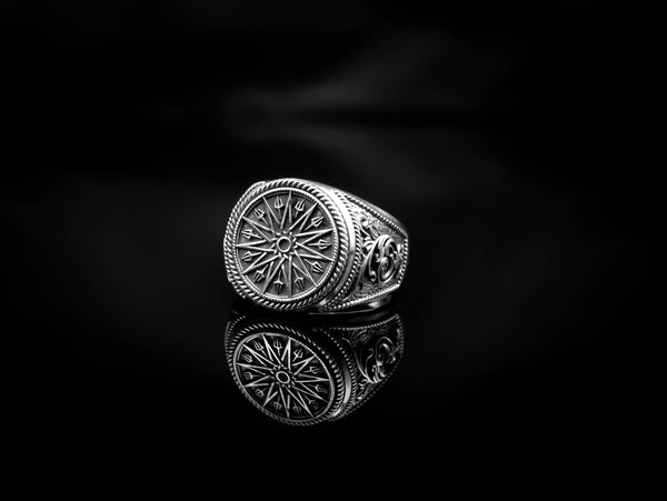 Trident Mandala Ring Greek Ancient Amulet Jewelry 925 Sterling Silver R-415