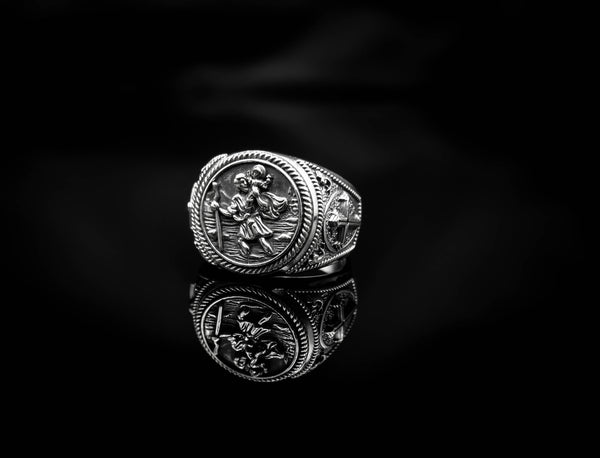 St. Christopher Ring Jewelry 925 Sterling Silver R-418