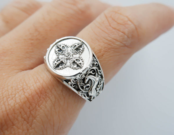 Vajra Dorje Ring for Men Women Gothic Buddhist Amulet Jewelry 925 Sterling Silver R-362 Vajra Dorje Ring for Men Women Gothic Buddhist Amulet Jewelry 925 Sterling Silver R-362