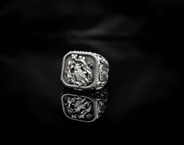 Owl Ring for Men 925 Sterling Silver R-420