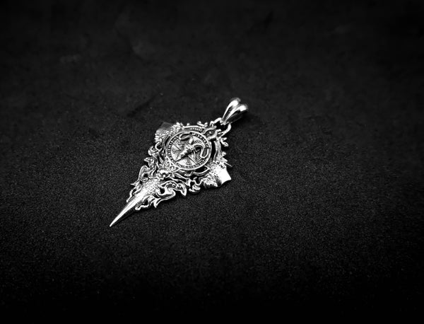 Satanic Baphomet Pendant Seal of Satan Pentagram Jewelry 925 Sterling Silver R-467