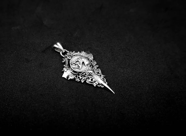 Cobra Snake Signed Pendant Punk Gothic Biker Animal Jewelry 925 Sterling Silver R-466
