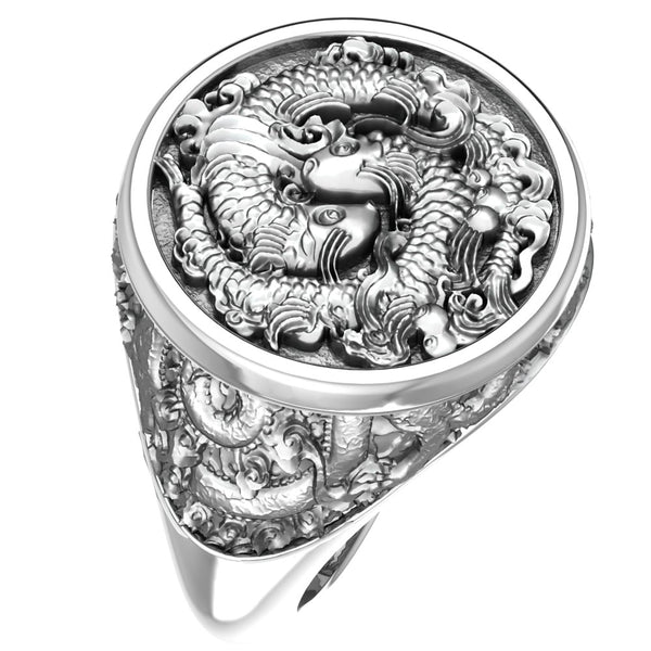 Chinese Fish Ring for Men Women Koi Fish Jewelry 925 Sterling Silver R-372