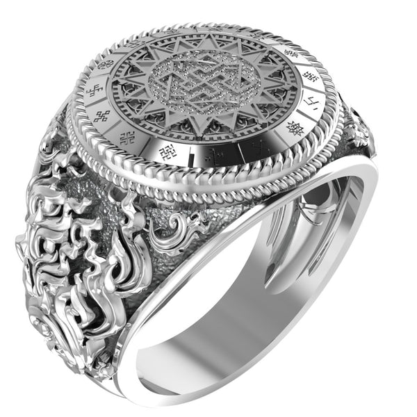 Valkyrie Ring with Slavic Pagan for Men Women Norse Nordic Viking Jewelry 925 Sterling Silver R-374