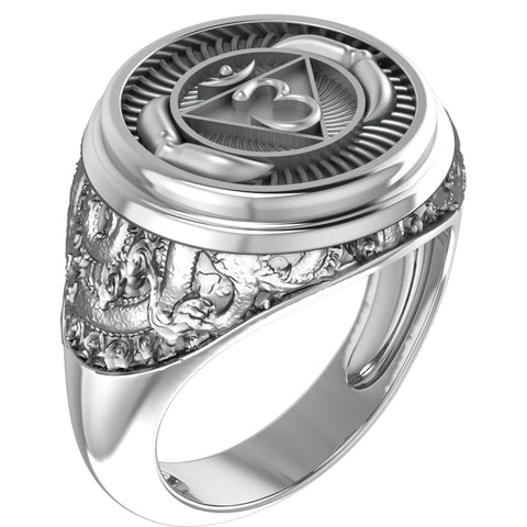 Ajna Third Eye Chakra Ring for Men Women Yoga Om Jewelry 925 Sterling Silver R-375