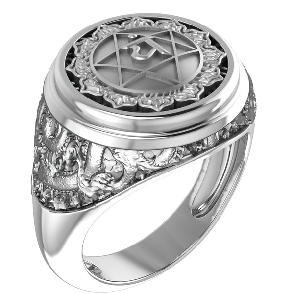 Anahata Chakra Ring for Men Women Mandala Yoga Jewelry 925 Sterling Silver R-376