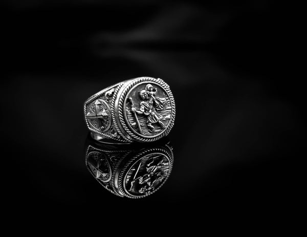 St. Christopher Ring Jewelry 925 Sterling Silver R-418