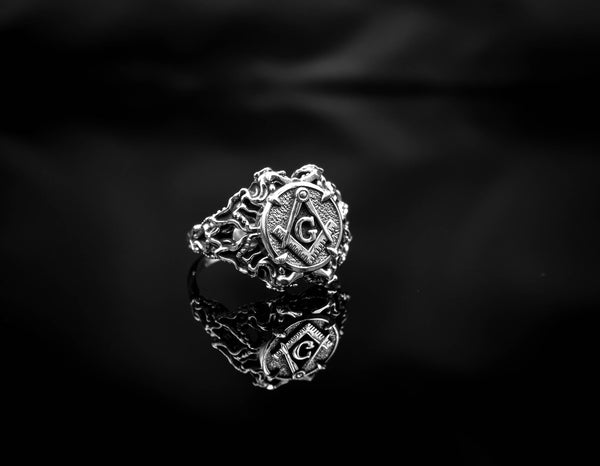 Freemason Symbol Masonic Ring Women Jewelry 925 Sterling Silver R-431