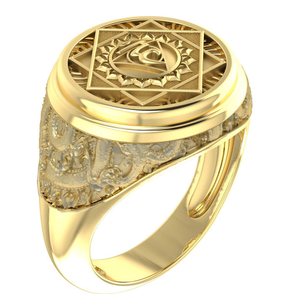 Vishuddha Chakra Ring for Men Women Mandala Yoga Brass Jewelry Size 6-15 Br-381