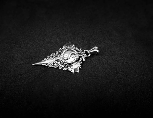 Yin and Yang Dragon Pendant Amulet Boho Protection Jewelry 925 Sterling Silver R-452