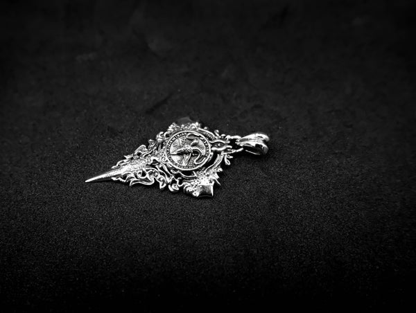 Satanic Baphomet Pendant Seal of Satan Pentagram Jewelry 925 Sterling Silver R-467