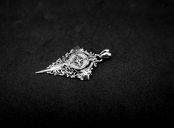 Compass Pendant North Star Traveler Jewelry 925 Sterling Silver R-471