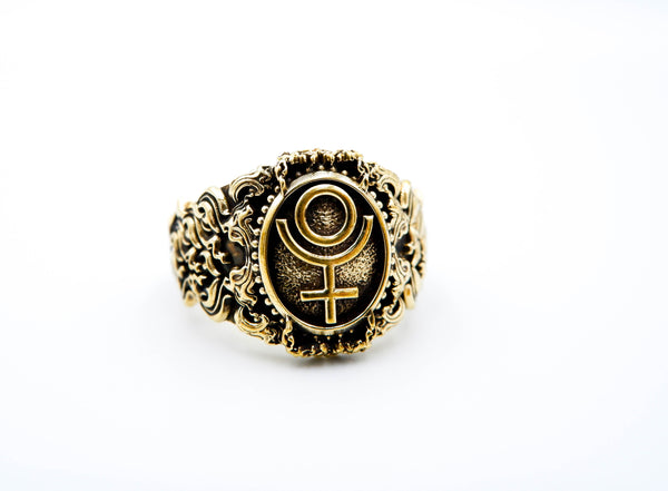 Pluto Ring Symbol of The Planet Brass Jewelry Size 6-15
