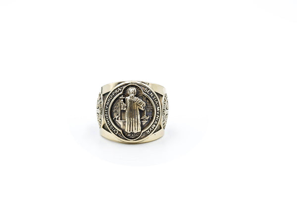 Saint Benedict Ring Exorcism Christian Brass Jewelry Size 6-15