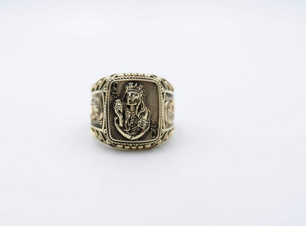 Queen of Hearts Playing Card Ring Fantasy Gothic Brass Jewelry Br-528