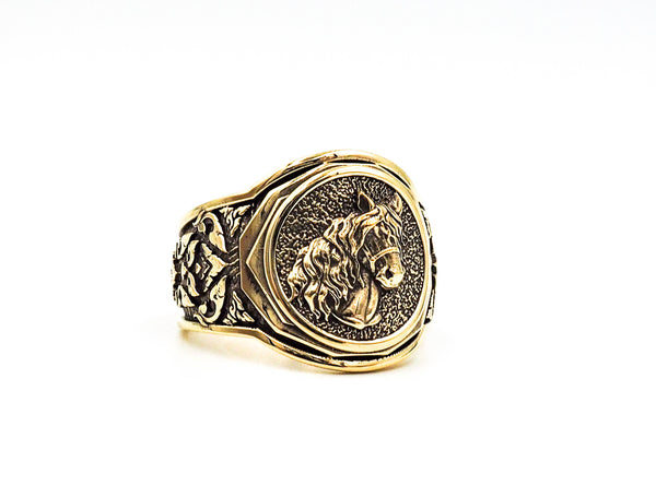 Men's Horse Head Ring, Mens Horse Ring Animal Brass Jewelry Size 6-15