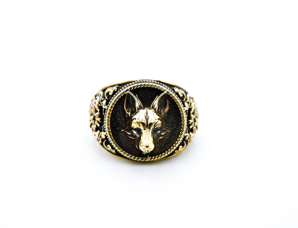 Fox Head Animal Biker Ring Gothic Punk Brass Jewelry Size 6-15