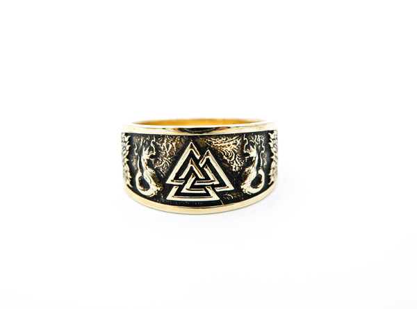 Valknut Ring Norse Scandinavian Viking Brass Jewelry Size 6-15