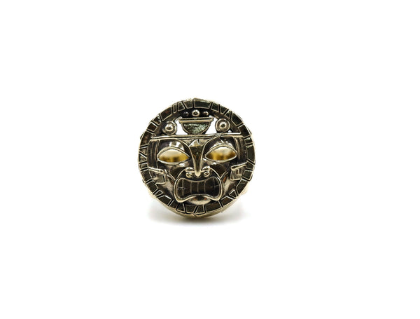 Seal of Mayan Calendar Aztec Inca Tribal Ring 925 Sterling Silver