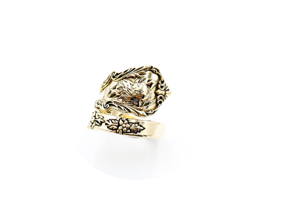 Howling Wolf Ring for Men Women Animal Brass Jewelry Size 6-15