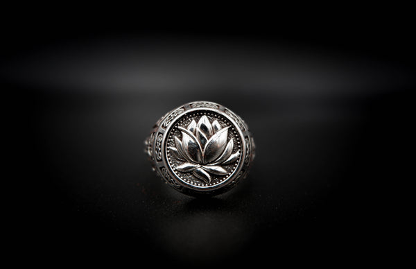 Boho Tribal Lotus Blossom Flower Ring Yoga Jewelry 925 Sterling Silver Size 6-15