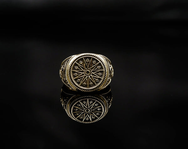 Trident Mandala Ring Greek Ancient Amulet Brass Jewelry Size 6-15 Br-415