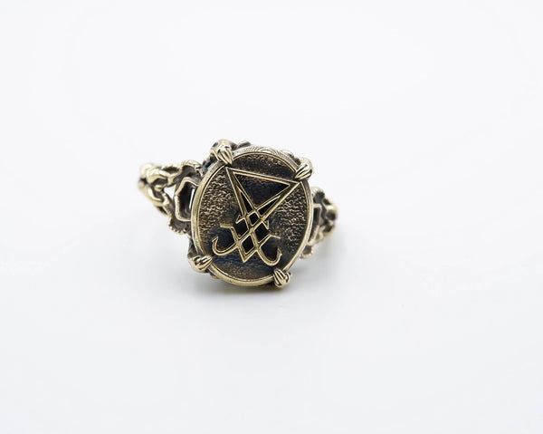 Sigil of Lucifer Ring Women Satanic Seal of Satan Brass Jewelry Size 5-15 Br-440