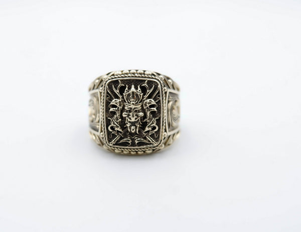 Japanese Samurai Warrior Ring Oni Gothic Brass Jewelry Br-527
