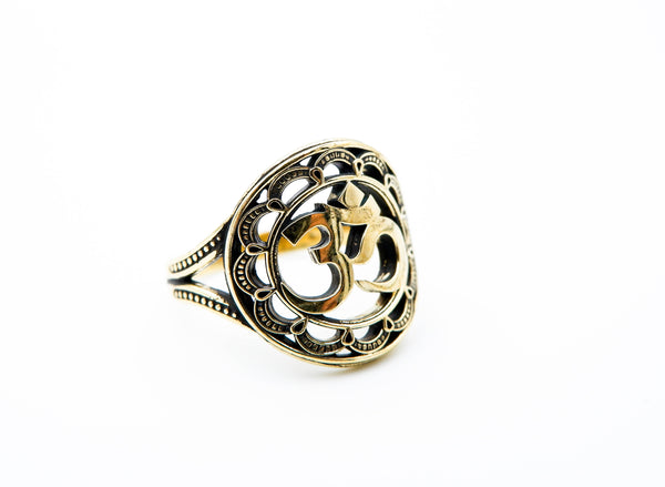 Symbol Aum or Ohm Ring Om Yoga Brass Jewelry Size 6-15