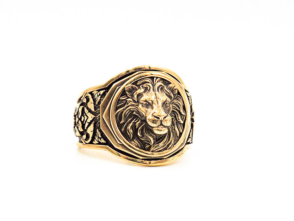 Men's Lion Head Ring, Mens Lion Ring Animal Brass Jewelry Size 6-15