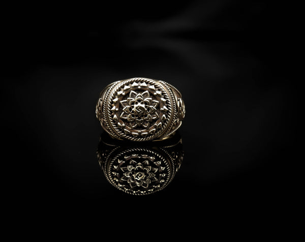 Mandala Ring for Men Flower of Life Brass Jewelry Size 6-15 Br-414