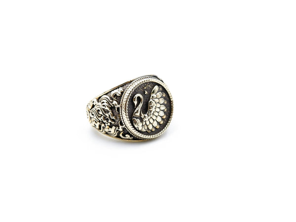 Swan Ring for Men Women Animal Bird Brass Jewelry Size 6-15