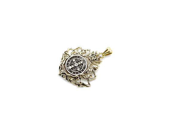 St Benedict Exorcism Pendant Demon Protection Ghost Hunter Brass Jewelry