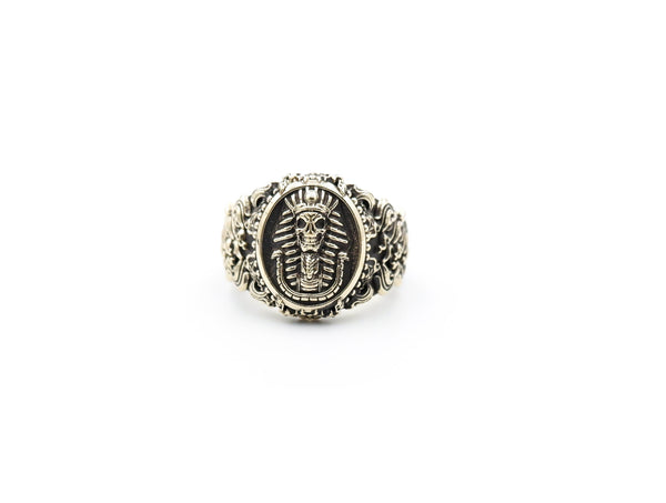 Egyptian Pharaoh Skull Ring Gothic Biker Amulet Brass Jewelry Size 6-15