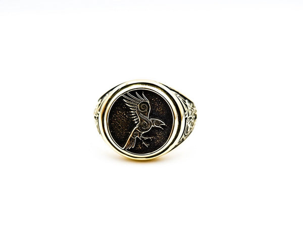 Raven Ring Viking Brass Jewelry BR-136